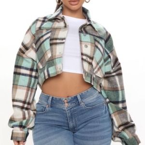 Plaid cropped jacket medium